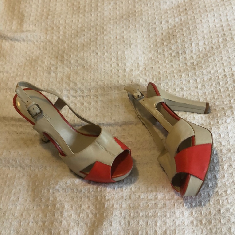 Nine West open toe sling back platform shoes